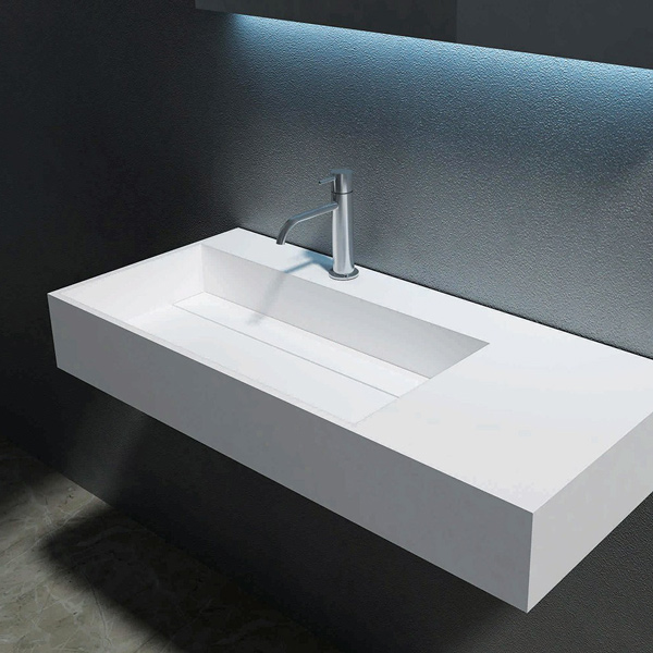 Facile 900 Solid Surface Wall Hung Offset Basin