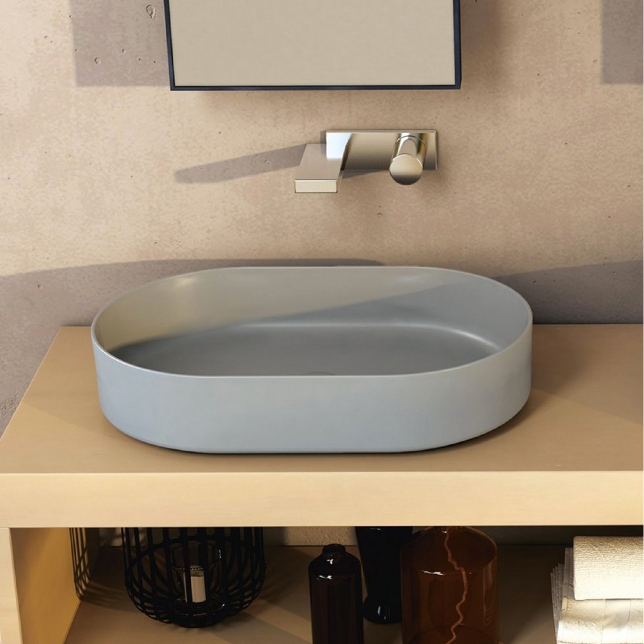 Shuicomfortoval Cielo Washbasin Bathroomware Bathroom Grey