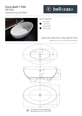 Coco 1760 Bath Specifications