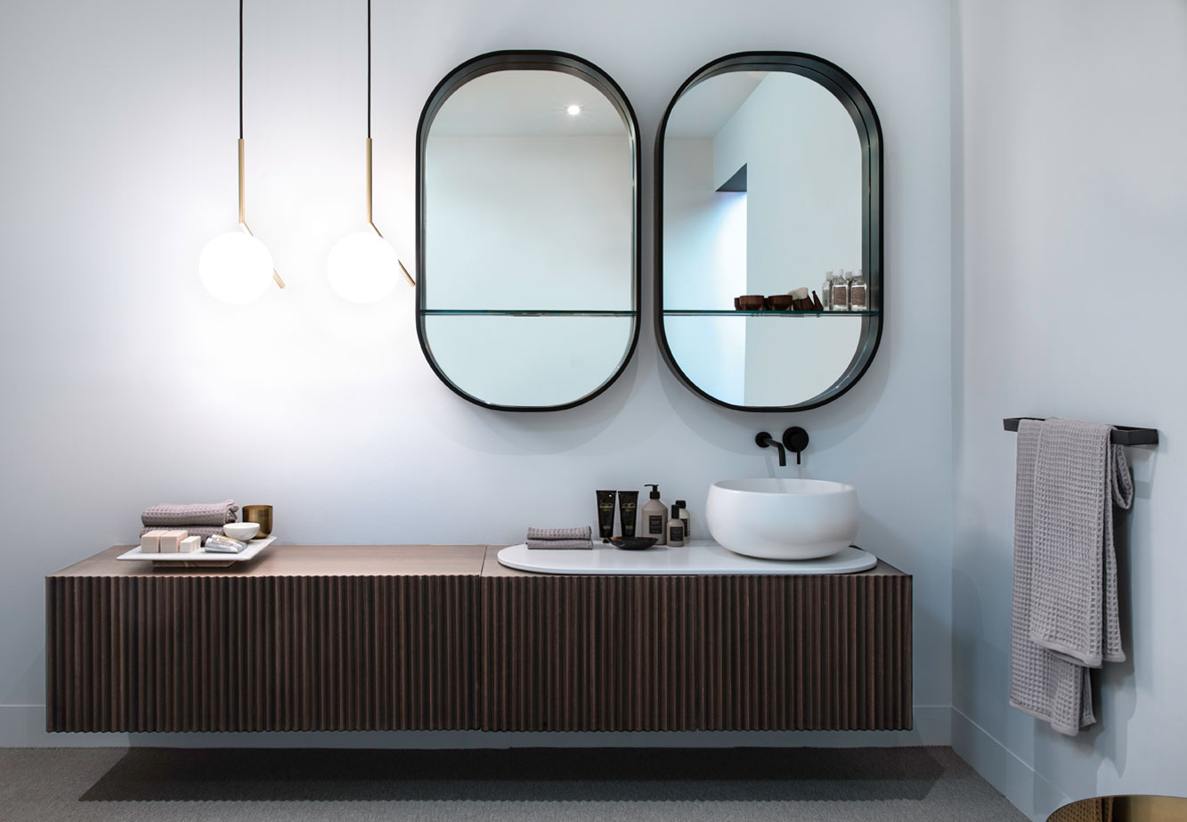 Delfo Cielo Double Vanity Fluted Wood Cabinet 01