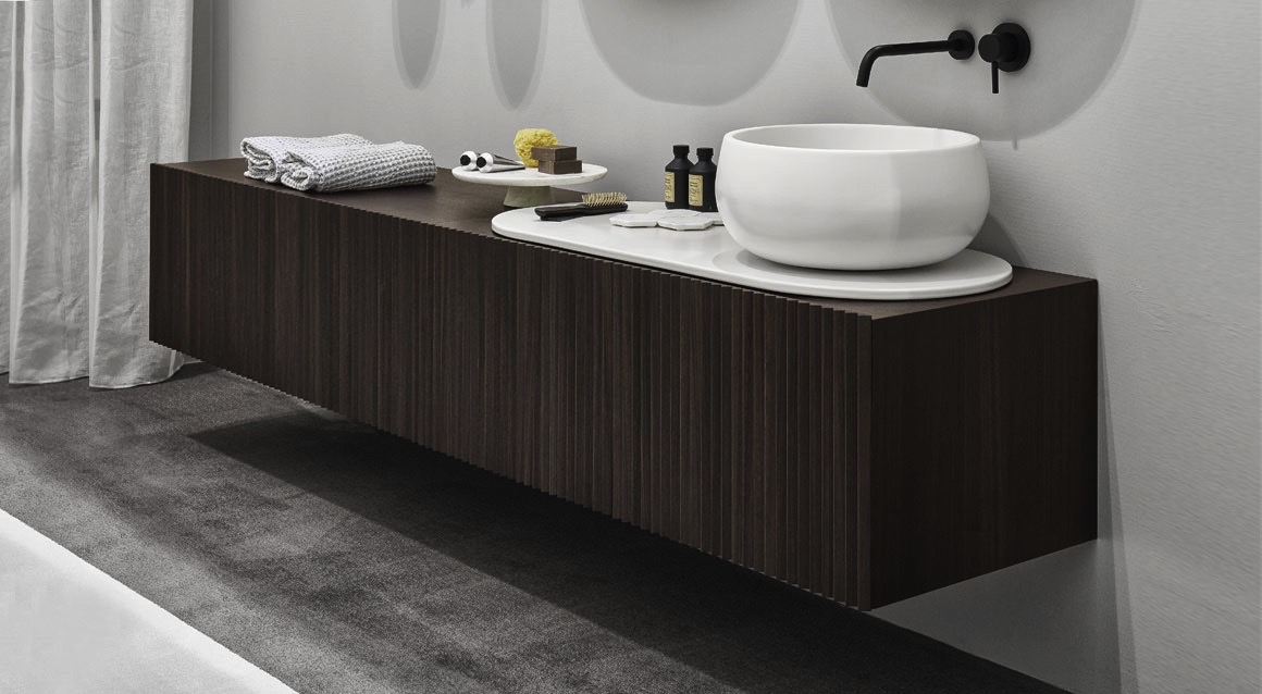 Delfo Cielo Double Vanity Fluted Wood Cabinet 03