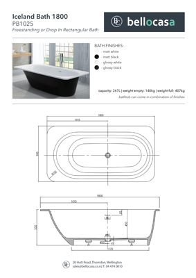 Iceland 1800 Bath Specifications