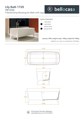 Lily 1720 Bath Specifications