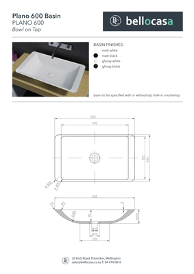 Plano 600 Basin