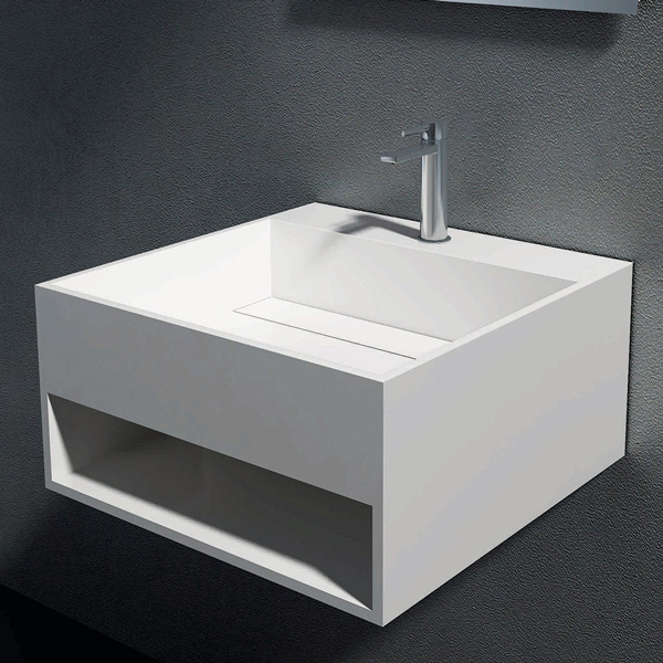Plano Cubo 325 Solid Surface Wall Hung Basin Vanity