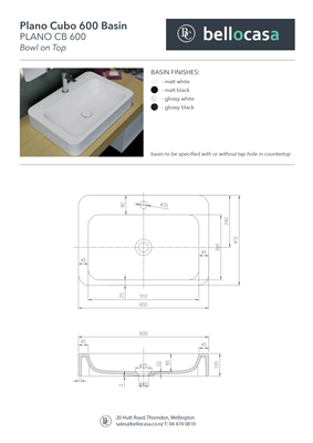 Plano Cubo 600 Basin