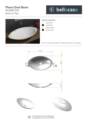 Plano Oval Basin