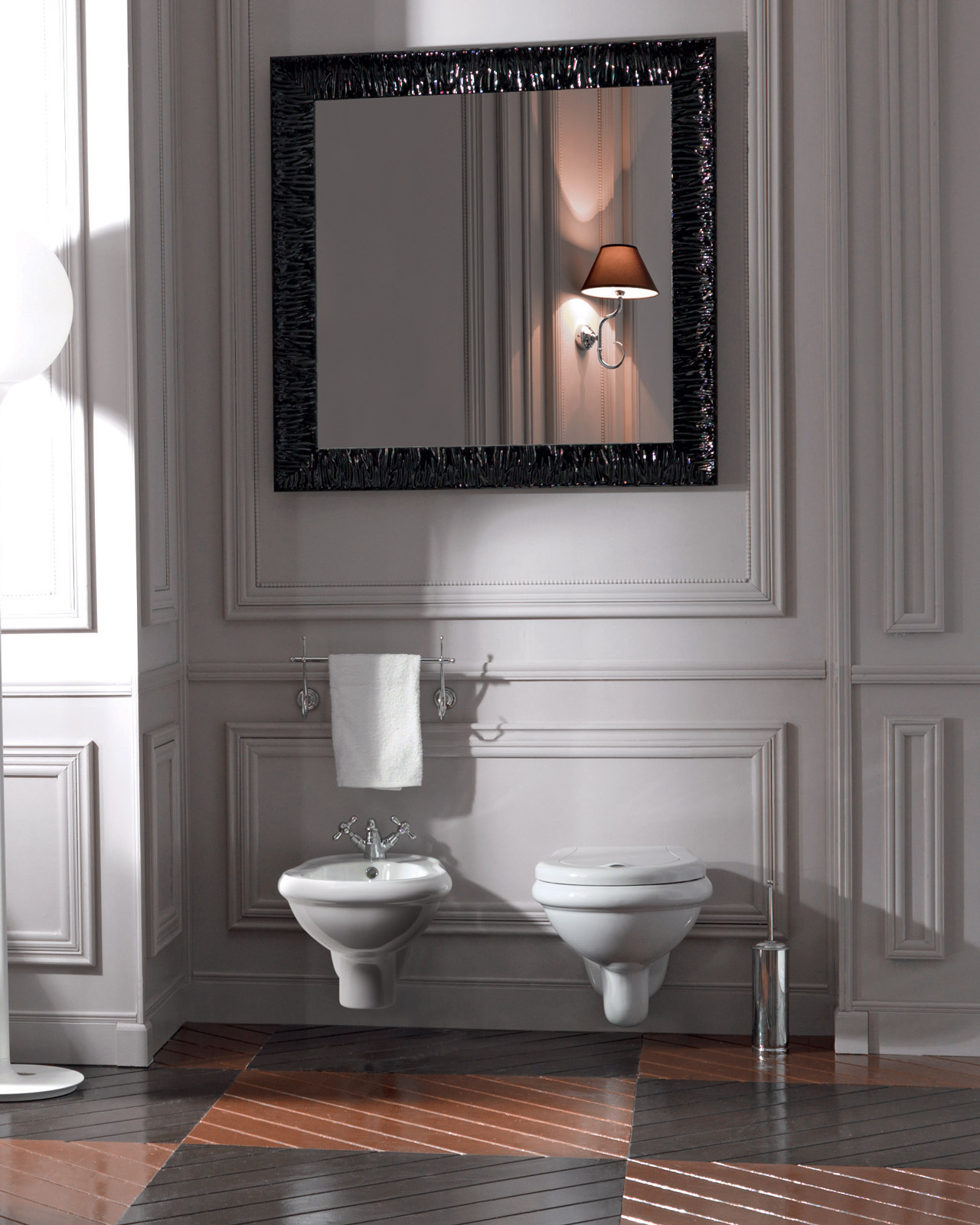 Retro Wall Hung Toilet Bidet WC Glossy White 01