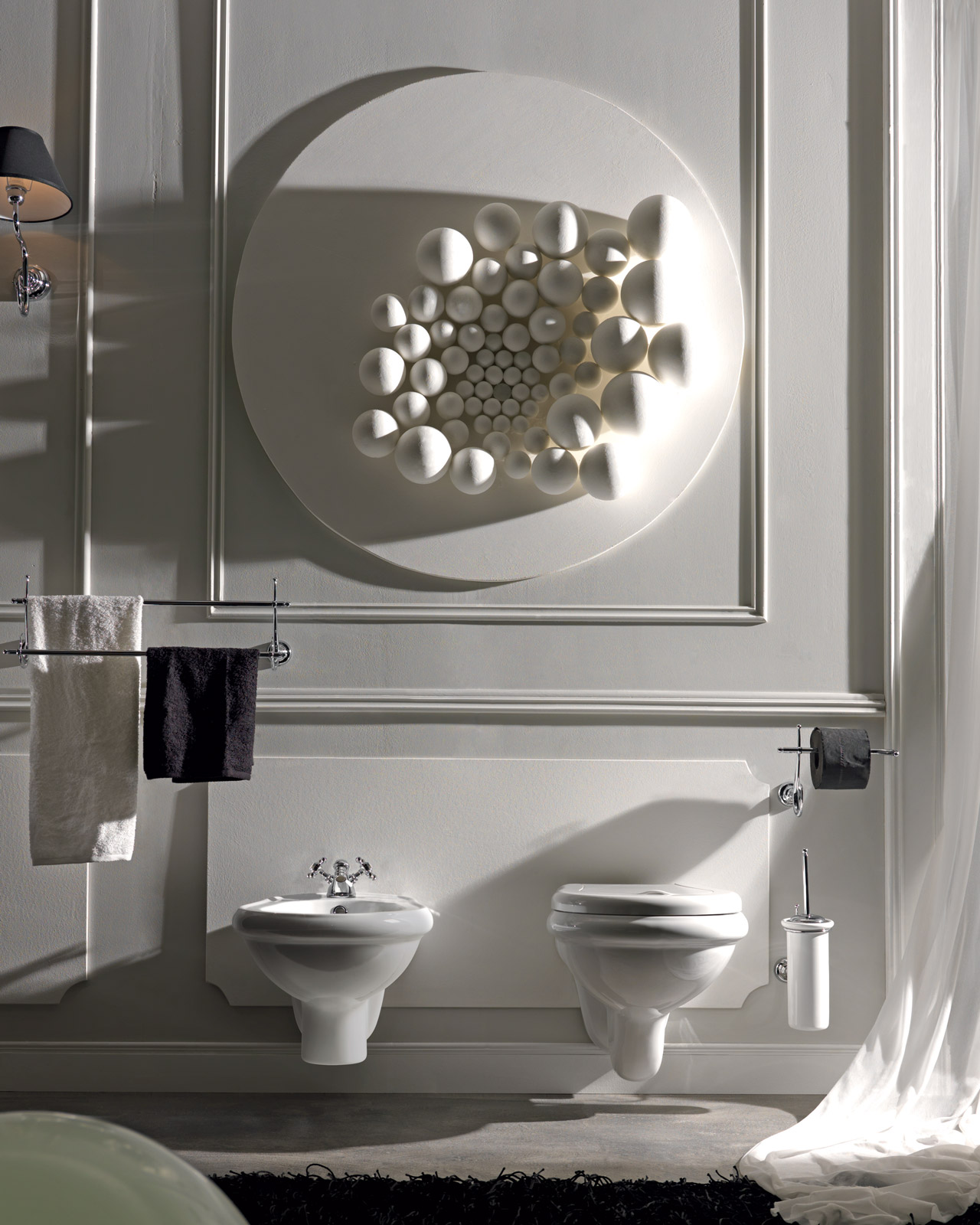 Retro Wall Hung Toilet Bidet WC Glossy White 02