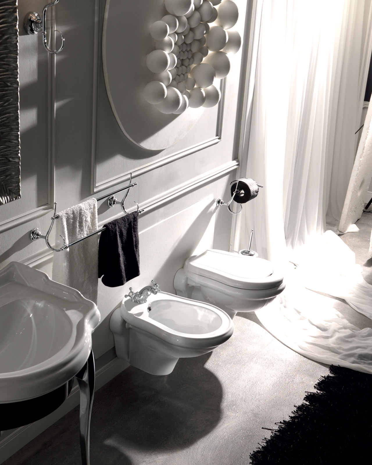 Retro Wall Hung Toilet Bidet WC Glossy White 03