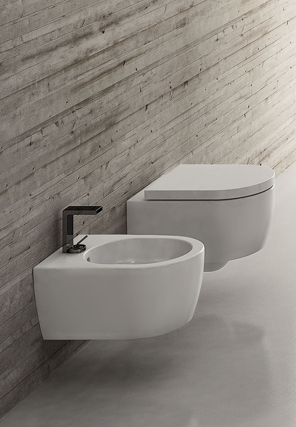 Smile Mini Small Wall Hung Toilet Bidet WC Gloss White 01