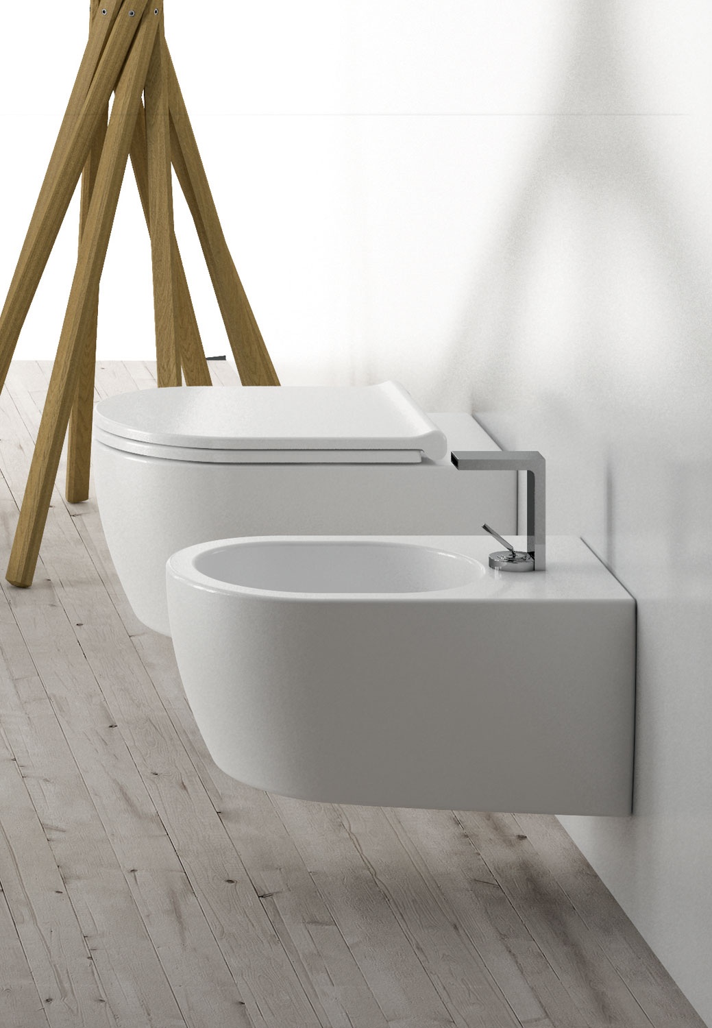 Smile Simple Wall Hung Toilet Bidet WC Gloss White 02