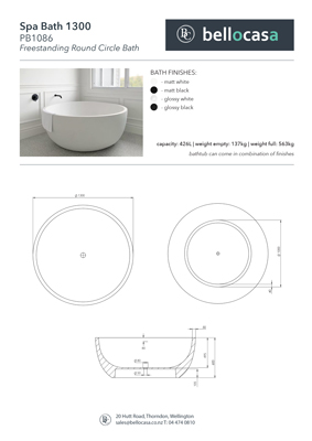 Spa 1300 Bath Specifications