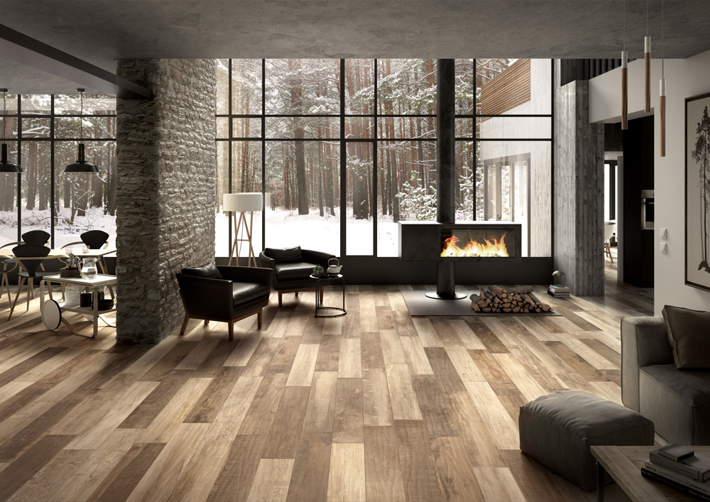 BluStyle Country Aspen Wood Look Tile Rustic Mixed Oak Floor Wall 01