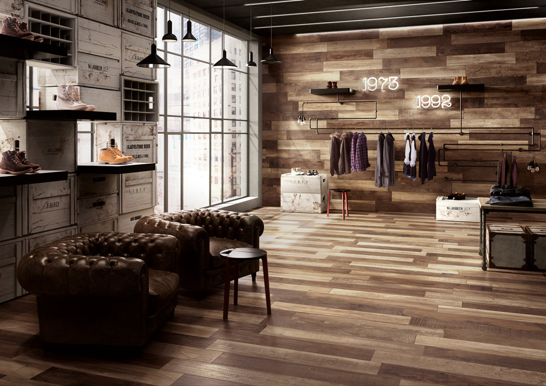 BluStyle Country Vermont Wood Look Tile Rustic Mixed Dark Oak Walnut Floor Wall 01