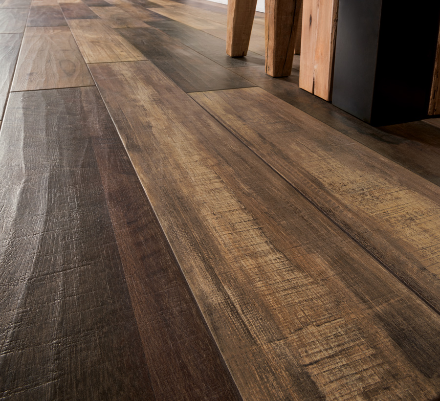 BluStyle Country Vermont Wood Look Tile Rustic Mixed Dark Oak Walnut Floor Wall 03