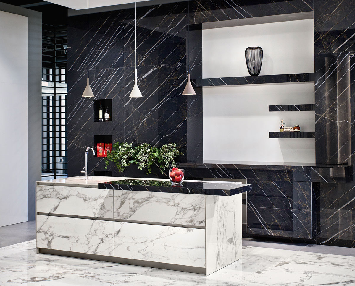 Marmoker Amb Cc2 Night Storm Calacatta Extra Kitchen Walls Floor Indoors
