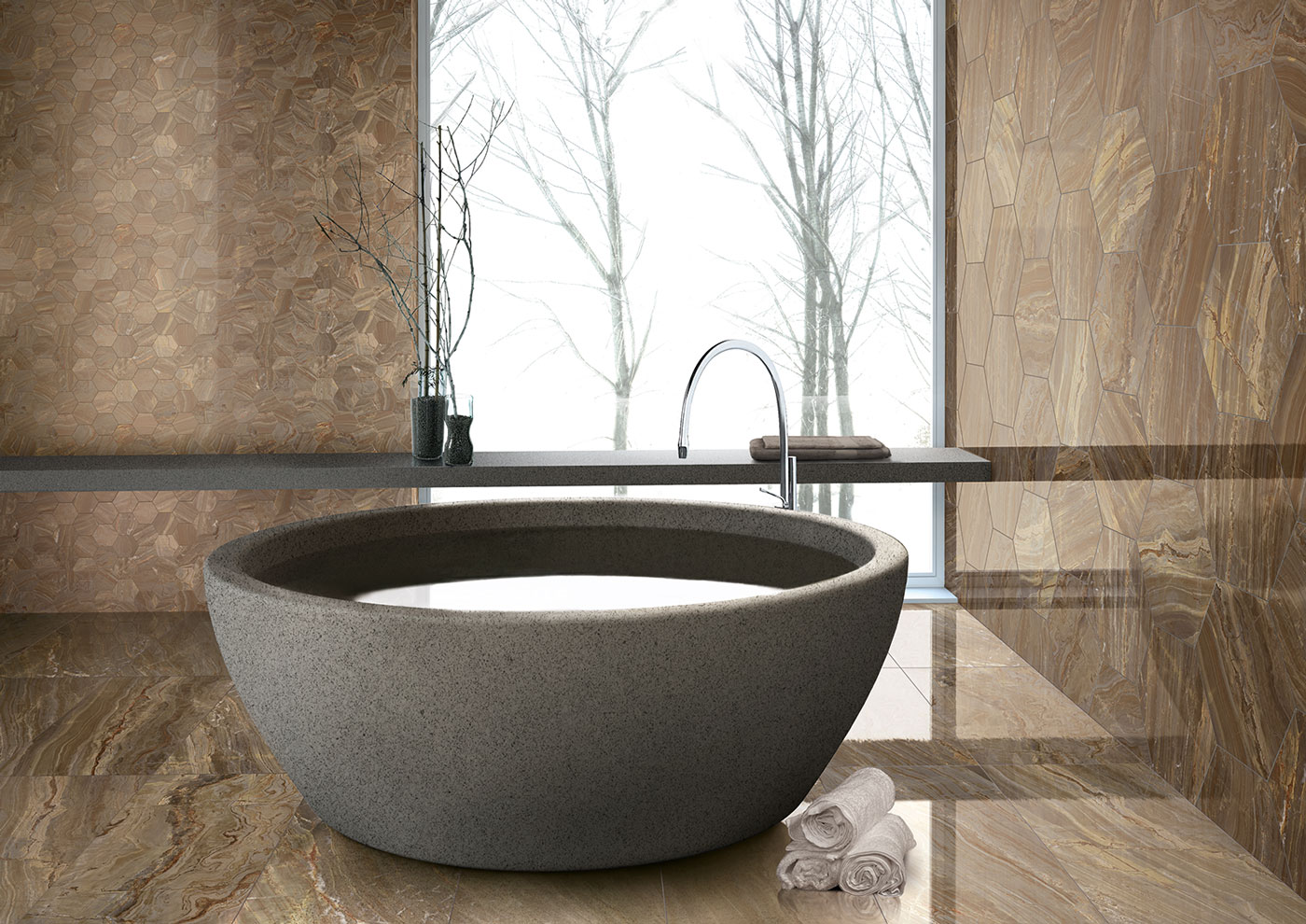Marmoker Amb Birimbau Bathroom Floor Wall Brown Indoor