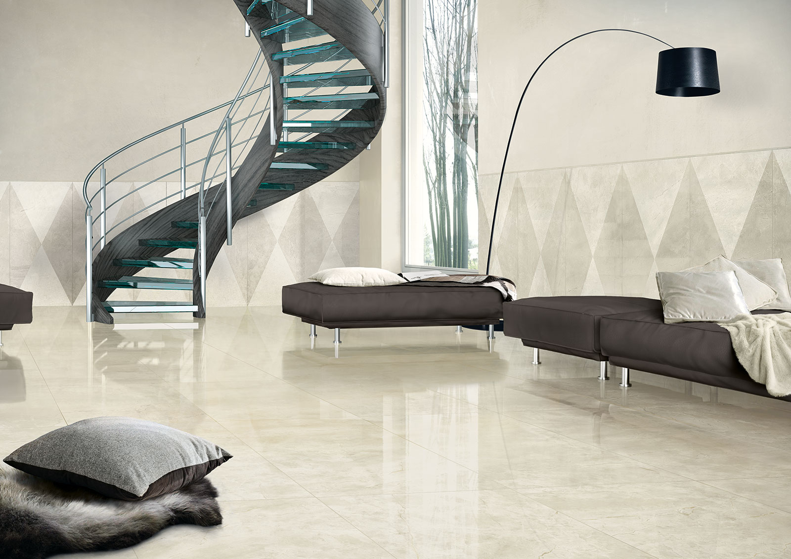 Marmoker Amb Breccia Argento Lounge Floor Beige Indoor