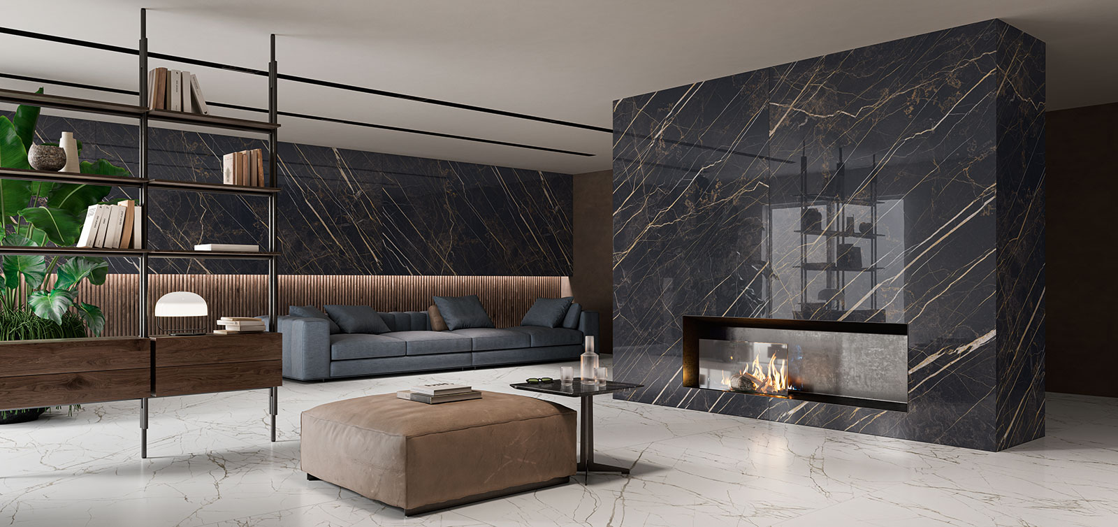 Marmoker Amb Night Storm Titan White Livingroom White Dark Floors Fireplace Walls Indoors