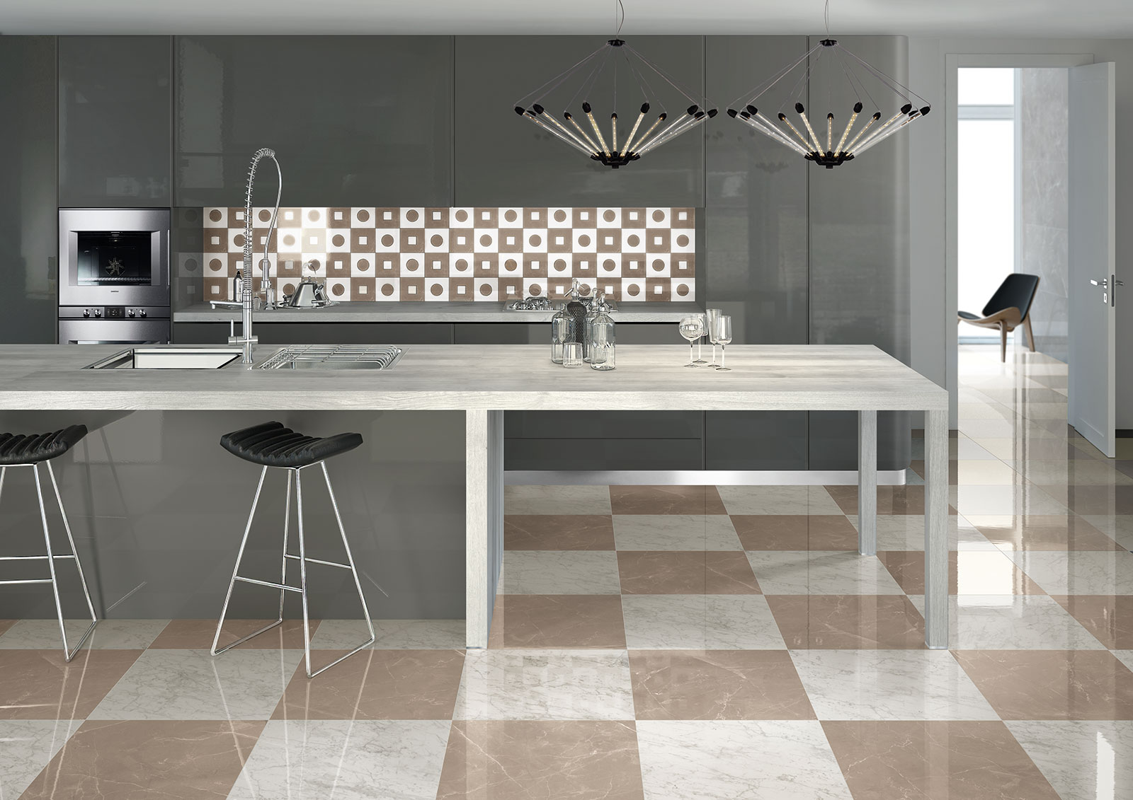 Marmoker Amb Pulpis Tortora Bardiglio Bianco Kitchen Floors Walls Indoor