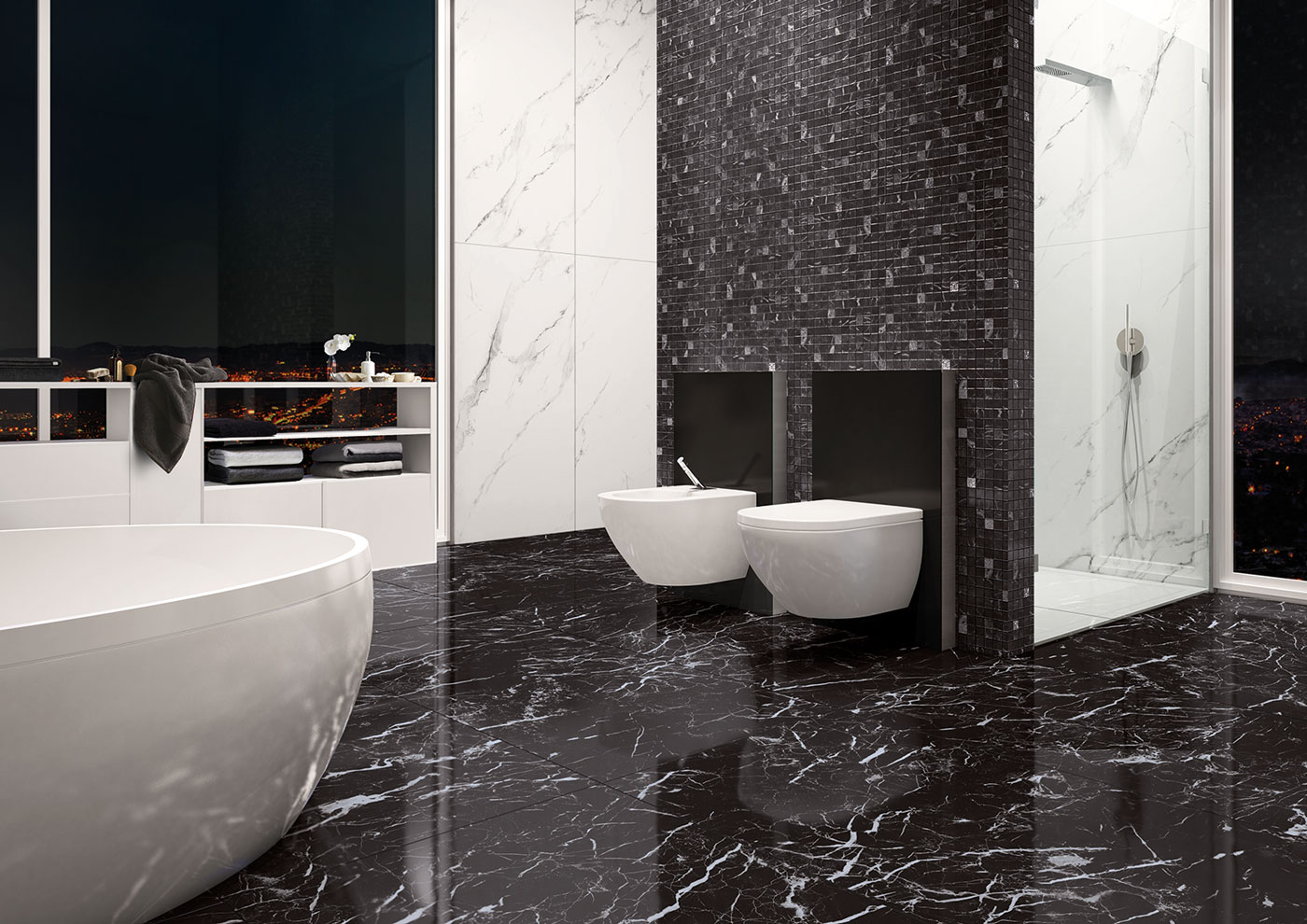 Marmoker Amb Statuario Grigio Nero Creta Bathroom Floor Walls Indoor