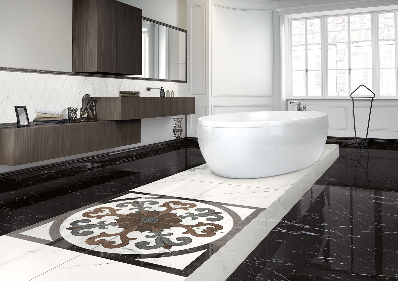 Marmoker Amb Statuario Grigio Nero Creta Bathroom Floors Indoor
