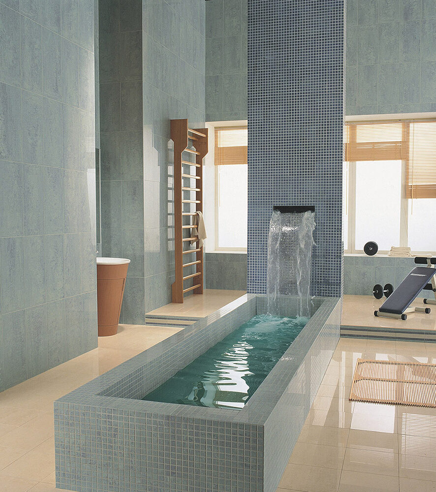 Casalgrande Marte Azul Bahia Mosaico Azul Macauba Gym Pool Blue Indoor Botticino