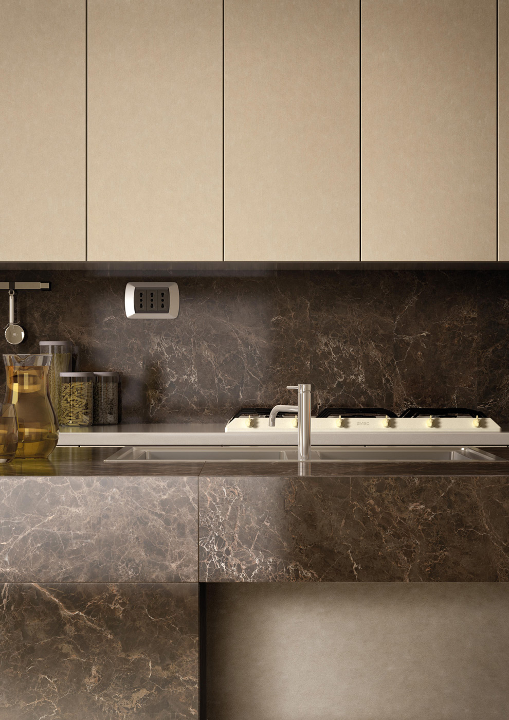 Elements Lux Emperador Cucina Particolare A3 Vert Kitchen Bench Splashback Indoor