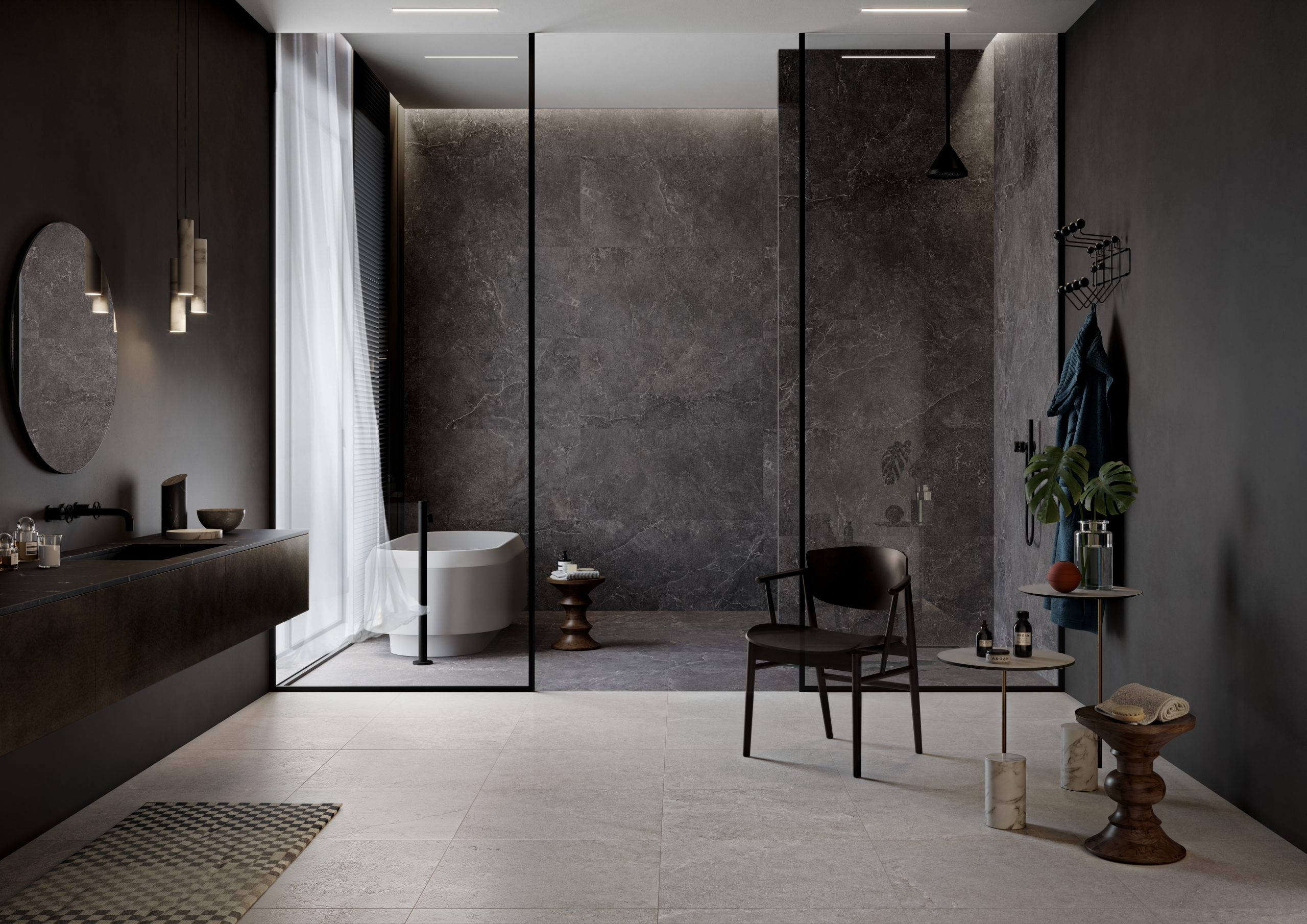 CDE Lithos Carbon Naturale 14mm Carbon Sabbiata 14mm Stone Sabbiata 14mm Bathroom 001 Copy