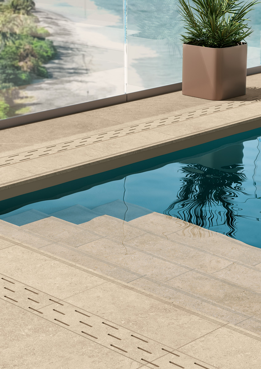 Cotto D'Este Secret Stone Precious Beige Poolarea Floor Outdoors