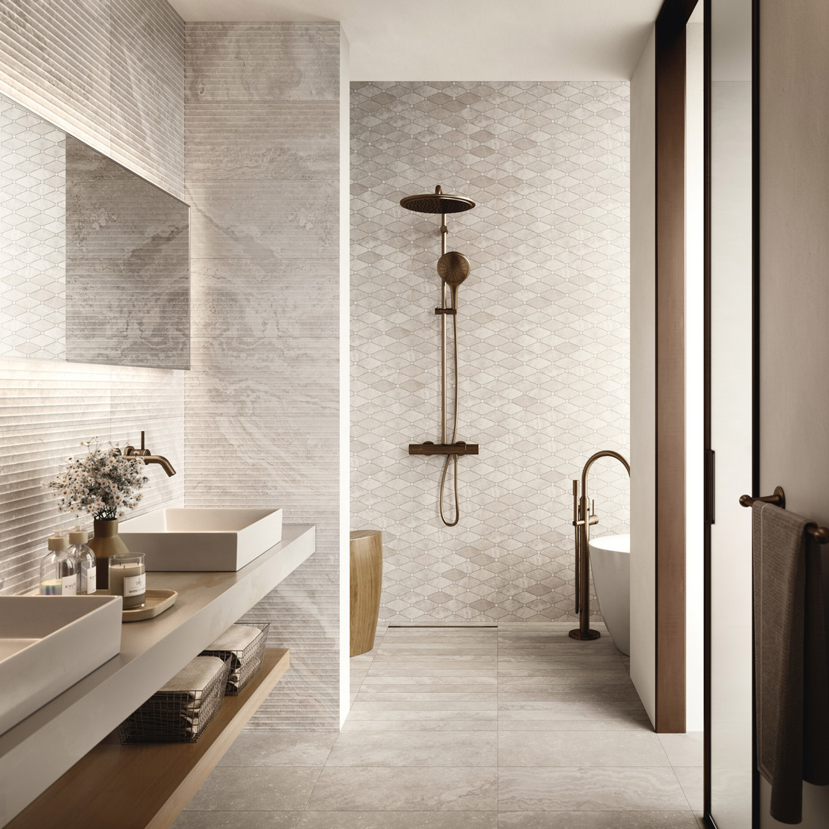 Edimax Stream Bone Bathroom Brown Cream Floor Indoor 01