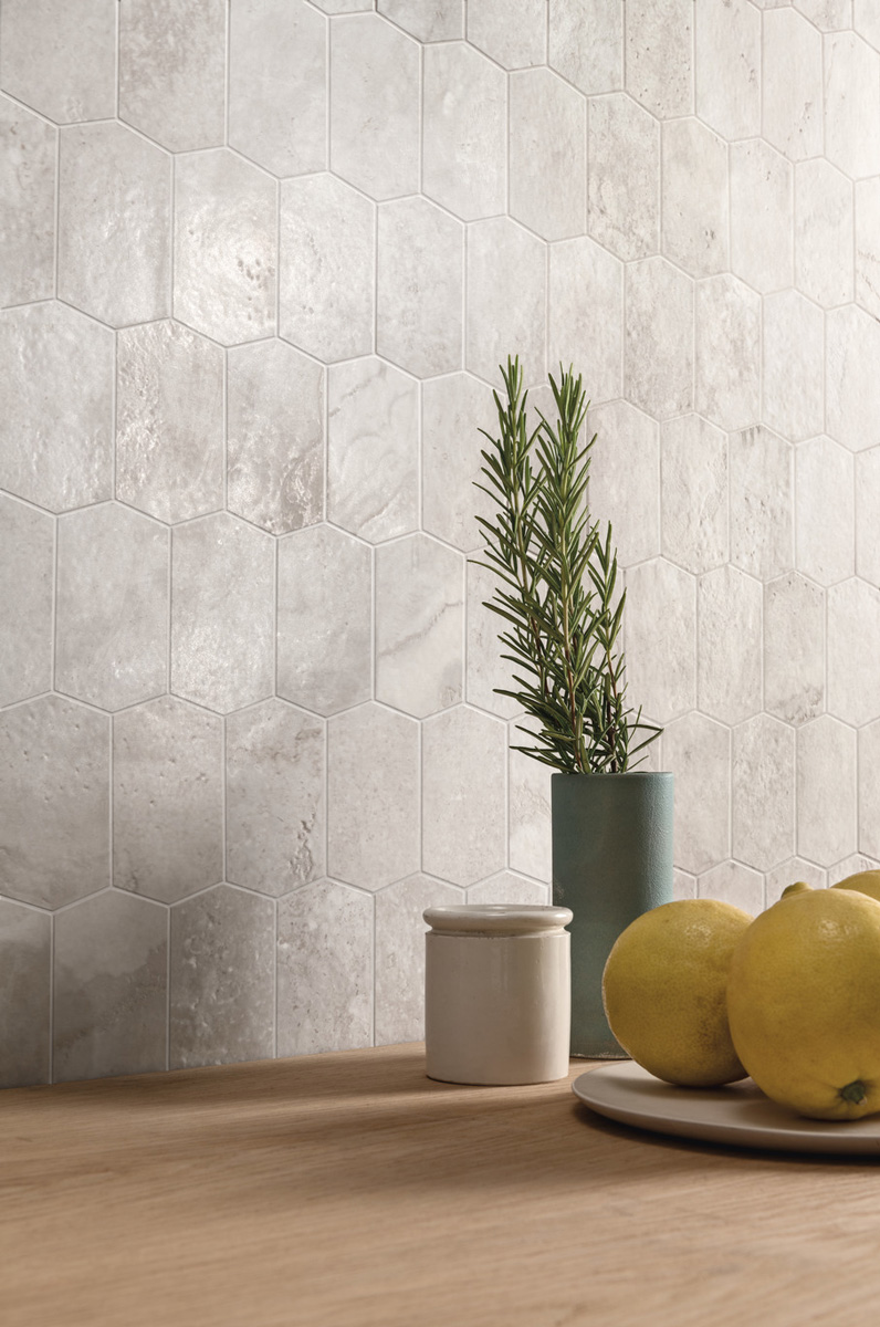 Edimax Stream Silver Mosaico Hexagon Kitchen Grey Wall Indoor