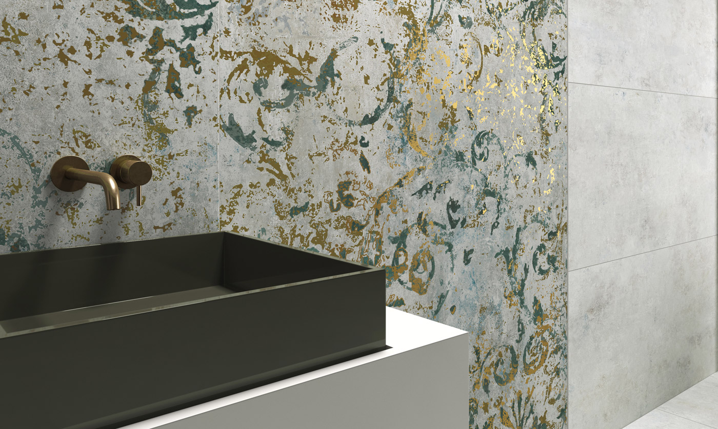Fincibec Fresco Casate Bathroom Green Blue Gold Walls Indoor