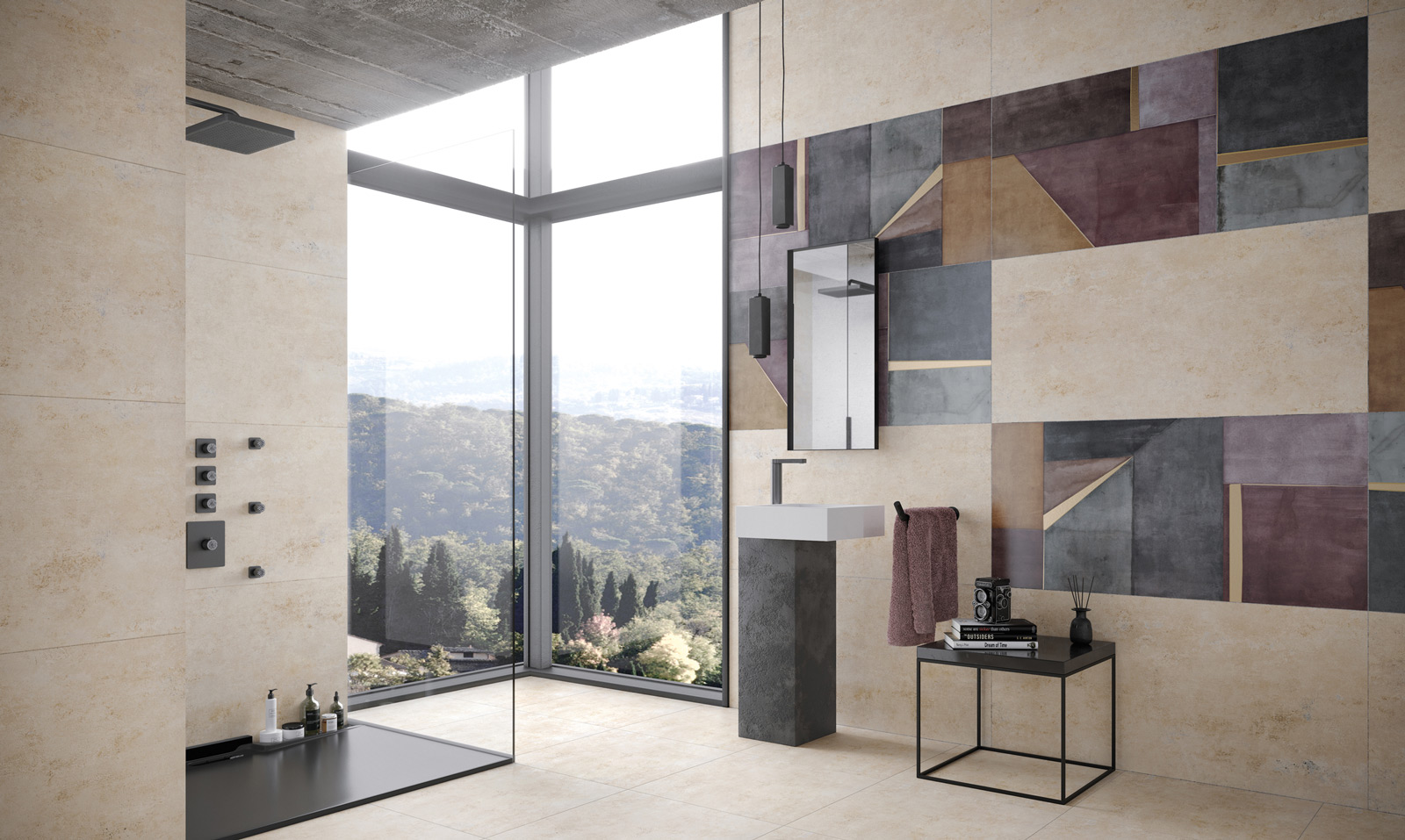 Fincibec Fresco Interni Nax Bathroom Puple Blue Gold Walls Indoor