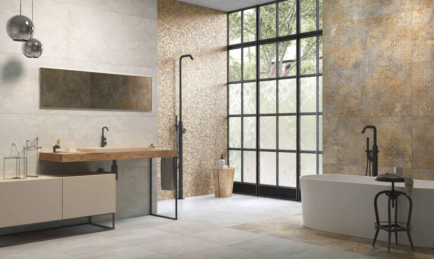 Fincibec Fresco Scaligeri Bathroom Walls Gold White Indoor