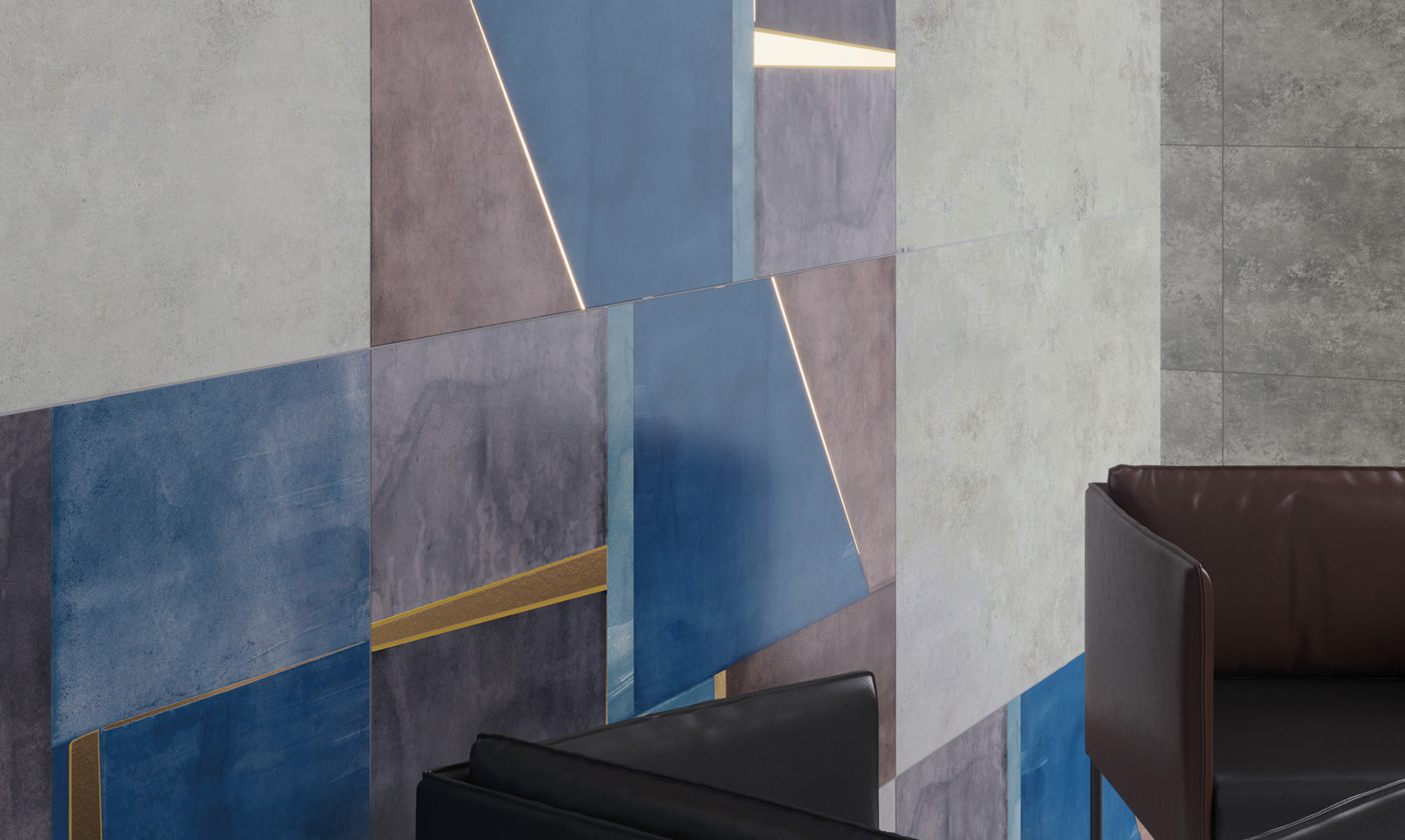 Finibec Fresco Interni Nax Livingroom Wall Purple Blue Indoors