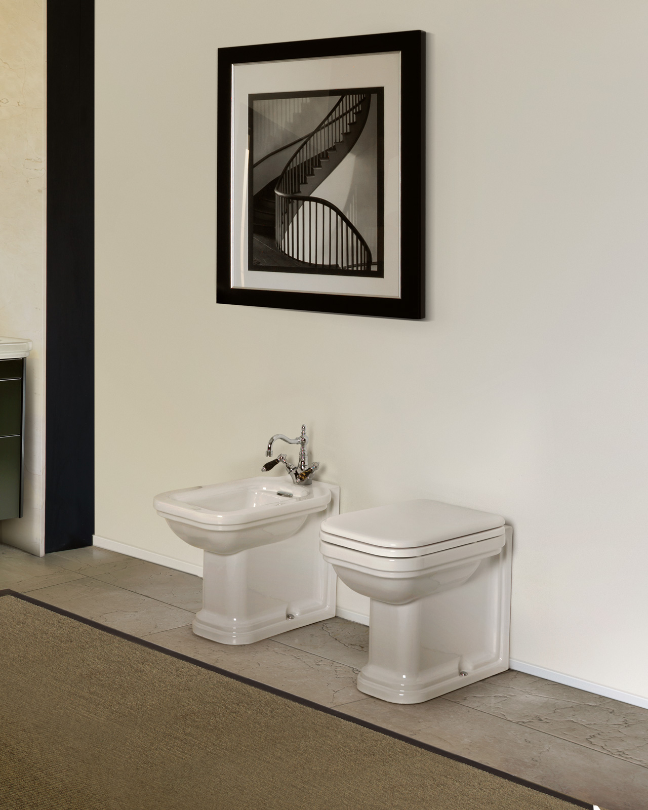 Waldorf Traditional Back To Wall Toilet Bidet Glossy White 04
