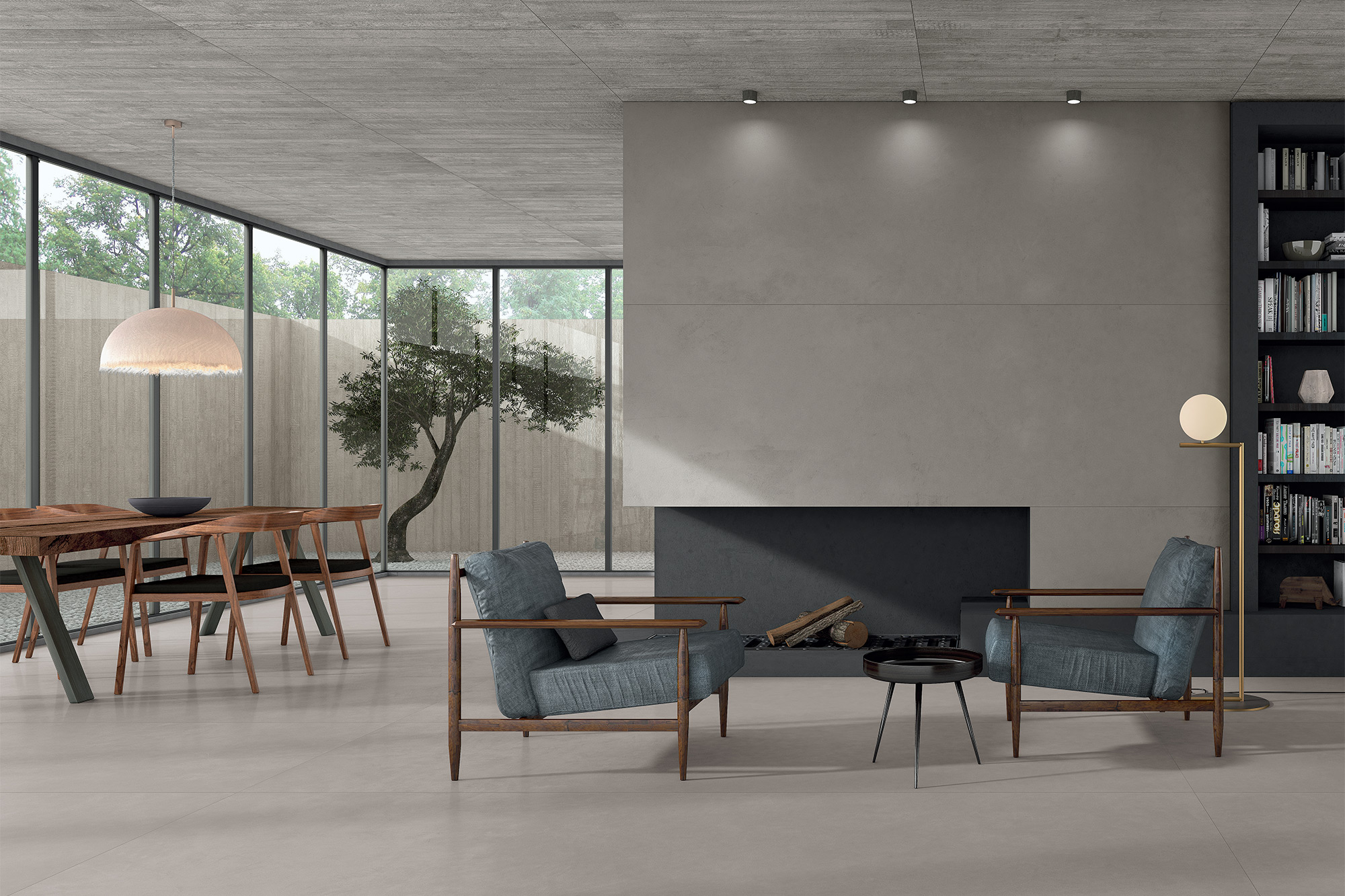Concrete Look Large Format Grey Boxed Concrete Floor Wall Ceiling Lightweight Fireplace