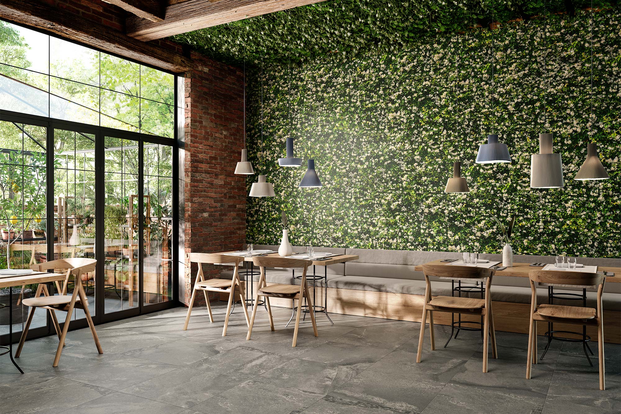 Lithos Large Format Photorealism Tile Foliage Leaves Porcelain Stoneware