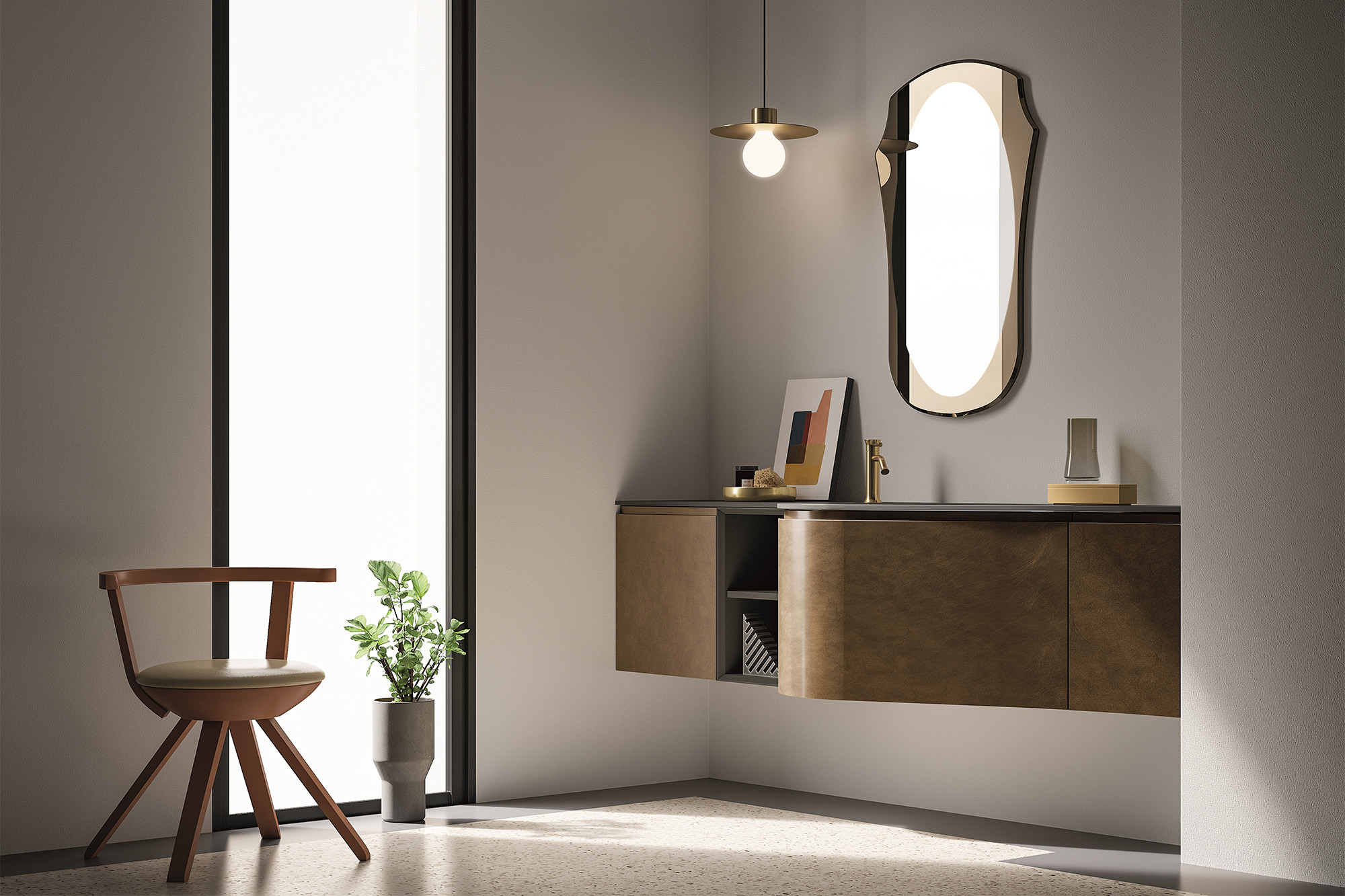 Vanity Birex Curved Cupboard Organisation Shelves Drawers Mirror Custom